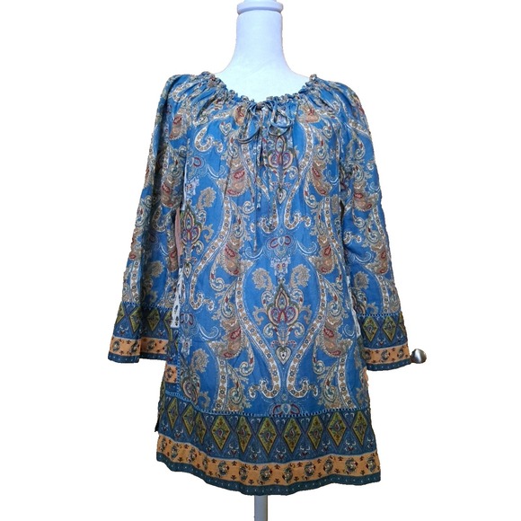 Lucky Brand Tops - Lucky Brand Cotton Lightweight Paisley Boho Style Patchwork Blouse Top Tunic S